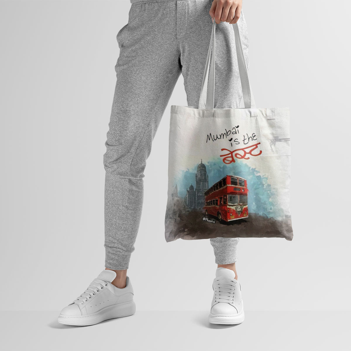 Mumbai Double-Decker Canvas Tote Bag